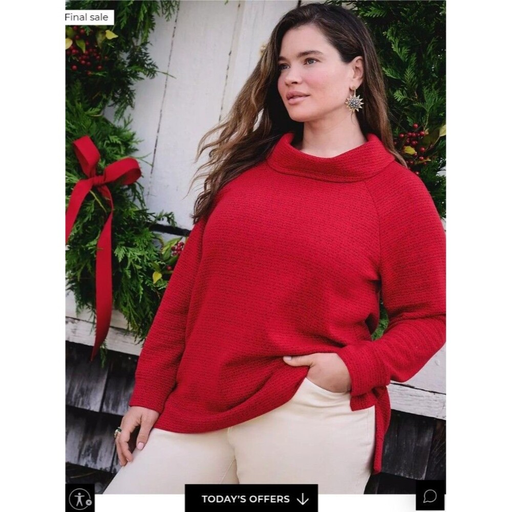 Lane Bryant Cowl Neck Long Sleeve Tunic  Sweater Red Heathered Size 14/16 XL